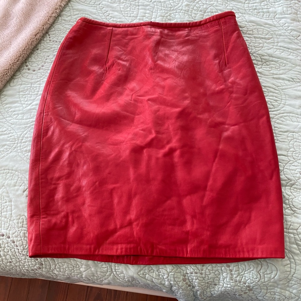 Genuine Leather Red Skirt